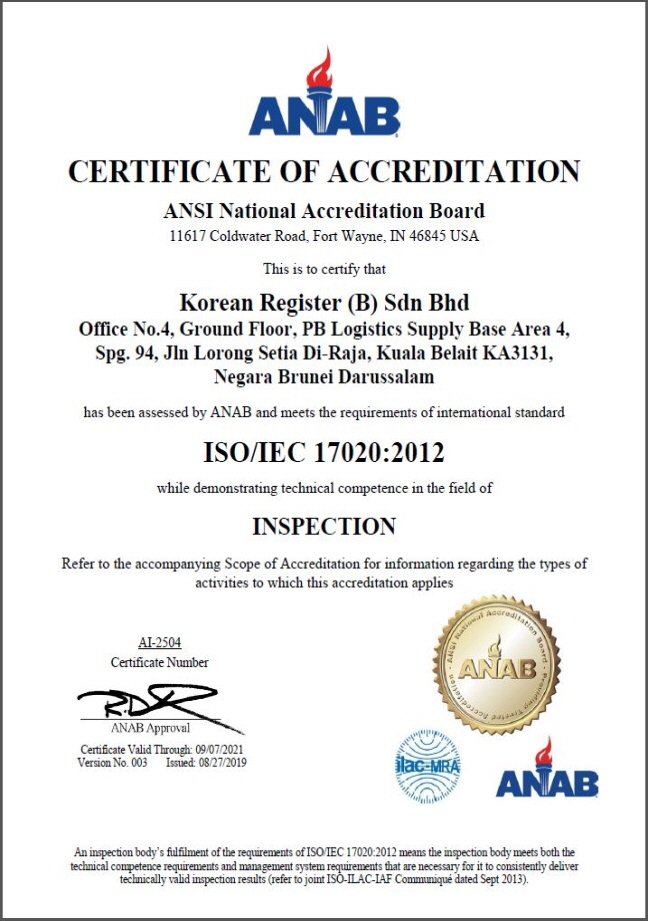 INSPECTION TYPE A (THIRD-PARTY) BODY CERTIFICATION